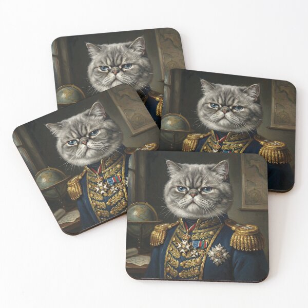 Item preview, Grumpy Exotic Shorthair Cat Admiral Dark Academia Art designed and sold by Teeflex.