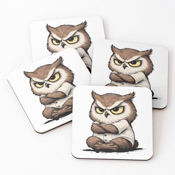 Item preview, Grumpy Owl Illustration – Funny Angry Owl Cartoon Art designed and sold by Senkov.