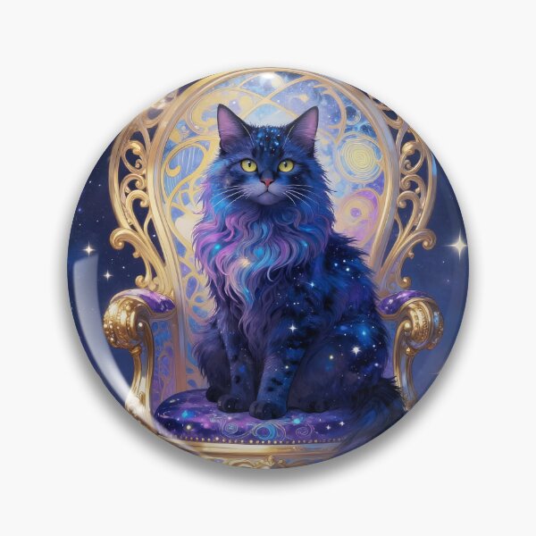Item preview, Celestial Sovereign – Galactic Long-Fur Cat on a Throne designed and sold by EmeraldeaArt.