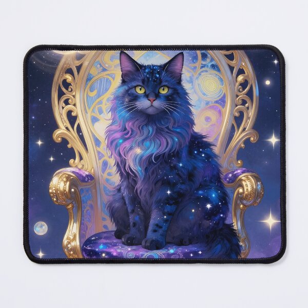 Item preview, Celestial Sovereign – Galactic Long-Fur Cat on a Throne designed and sold by EmeraldeaArt.