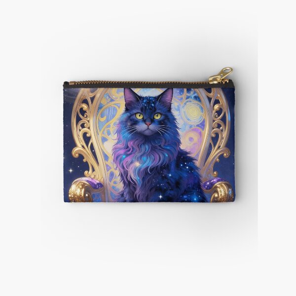 Item preview, Celestial Sovereign – Galactic Long-Fur Cat on a Throne designed and sold by EmeraldeaArt.