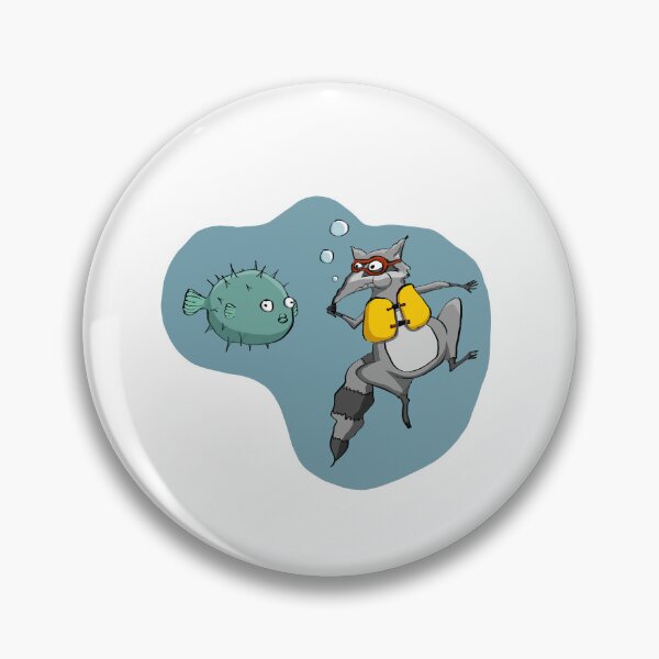 Item preview, Rascale the raccoon meets Chubs the anxious pufferfish designed and sold by Raccoona Matata.