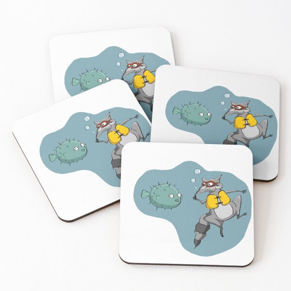Item preview, Rascale the raccoon meets Chubs the anxious pufferfish designed and sold by Raccoona Matata.