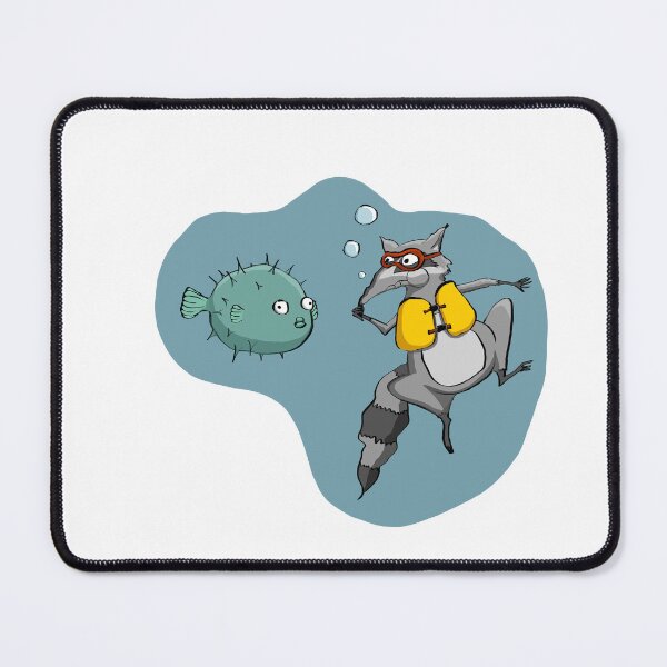 Item preview, Rascale the raccoon meets Chubs the anxious pufferfish designed and sold by Raccoona Matata.
