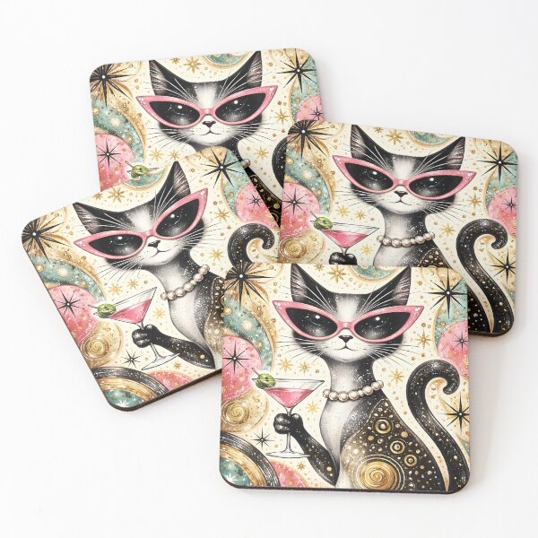 Item preview, Mid Century Modern Cat With Cocktail designed and sold by VFWChuck.