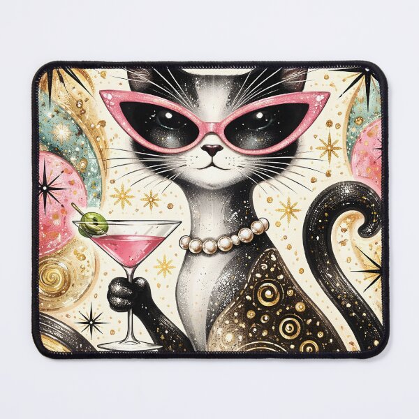 Item preview, Mid Century Modern Cat With Cocktail designed and sold by VFWChuck.