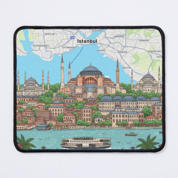 Item preview, Istanbul Poster Print | Vintage Travel Wall Art | Turkish Cityscape Decor | Bosphorus Illustration designed and sold by shopcanva.