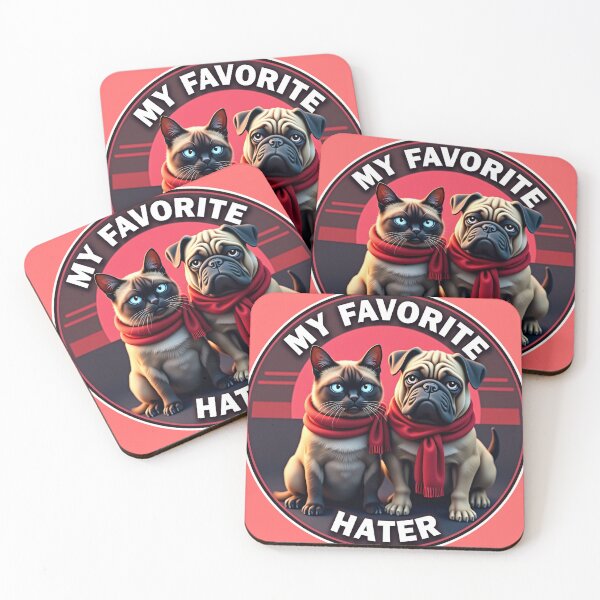 Item preview, Funny Cat and Dog Valentine Sticker - My Favorite Hater Heated Rivalry designed and sold by The Grumpy Pet Club.