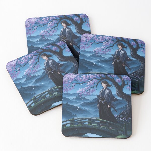 Item preview, Samurai Beneath the Cherry Blossoms – Japanese Anime Night Art designed and sold by BlueBerry45.