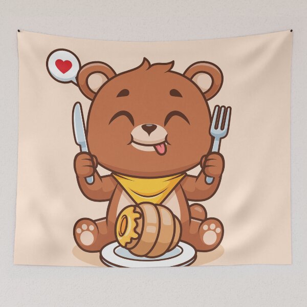 Item preview, Cute Bear Eating Honeycomb – Cartoon Vector Icon Illustration (Animal & Food Theme) designed and sold by hjian8219.