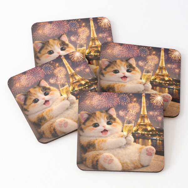 Item preview, Happy Calico Cat Celebrating in Paris designed and sold by sad-but-cute studio.