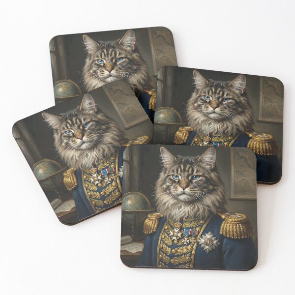 Item preview, Maine Coon Cat Admiral Dark Academia Art Big Cat Energy designed and sold by Teeflex.
