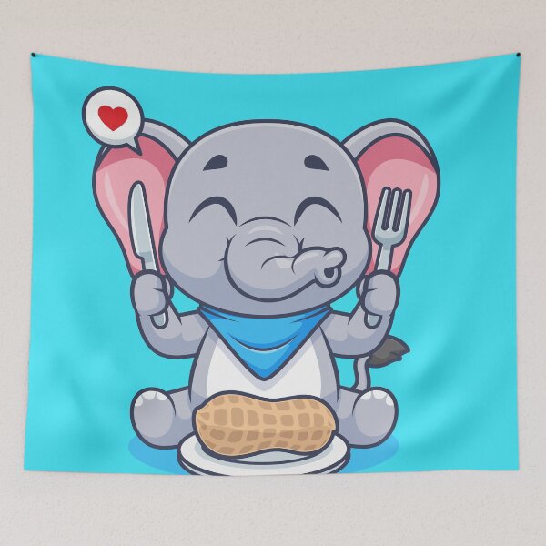 Item preview, Cute Elephant Eating Peanut – Cartoon Vector Icon Illustration (Animal & Food Theme) designed and sold by hjian8219.