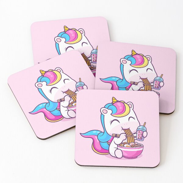 Item preview, Cute Unicorn Eating Ramen and Drinking Milk Tea Boba – Cartoon Vector Icon Illustration (Animal Theme) designed and sold by hjian8219.