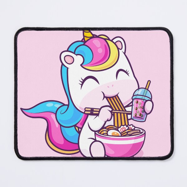 Item preview, Cute Unicorn Eating Ramen and Drinking Milk Tea Boba – Cartoon Vector Icon Illustration (Animal Theme) designed and sold by hjian8219.