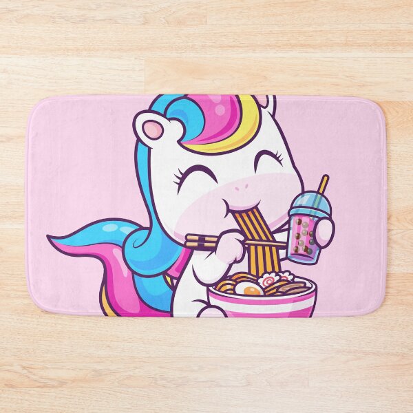 Item preview, Cute Unicorn Eating Ramen and Drinking Milk Tea Boba – Cartoon Vector Icon Illustration (Animal Theme) designed and sold by hjian8219.