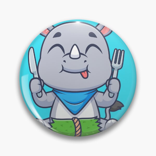 Item preview, Cute Rhino Eating Grass – Cartoon Vector Icon Illustration (Animal & Nature Theme) designed and sold by hjian8219.