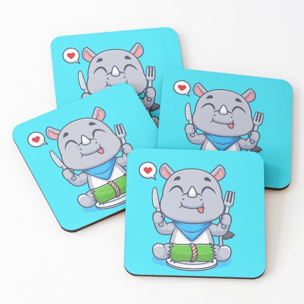 Item preview, Cute Rhino Eating Grass – Cartoon Vector Icon Illustration (Animal & Nature Theme) designed and sold by hjian8219.