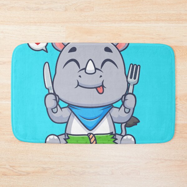 Item preview, Cute Rhino Eating Grass – Cartoon Vector Icon Illustration (Animal & Nature Theme) designed and sold by hjian8219.
