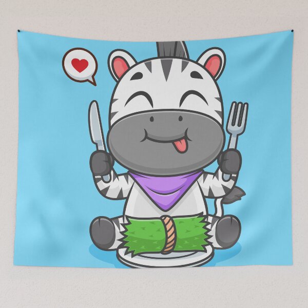 Item preview, Cute Zebra Eating Grass – Cartoon Vector Icon Illustration (Animal & Nature Theme) designed and sold by hjian8219.