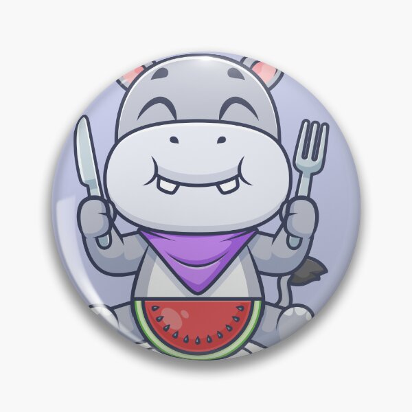 Item preview, Cute Hippo Eating Watermelon – Cartoon Vector Icon Illustration (Animal & Food Theme) designed and sold by hjian8219.