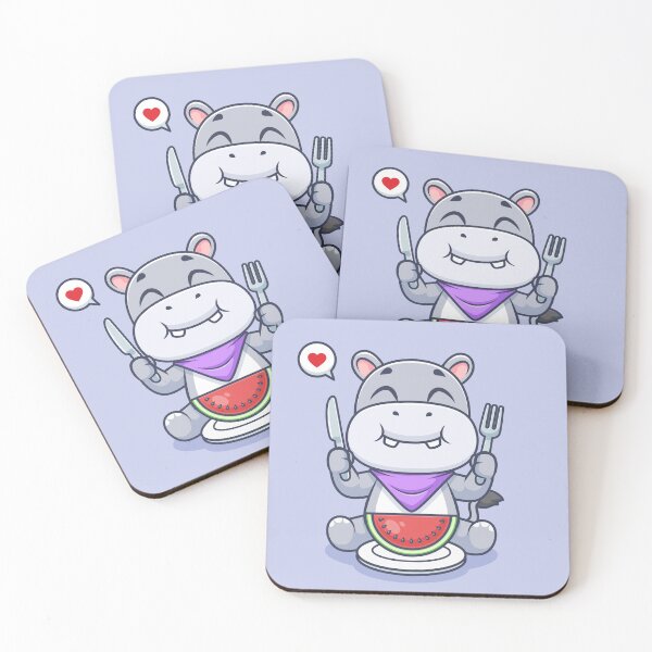 Item preview, Cute Hippo Eating Watermelon – Cartoon Vector Icon Illustration (Animal & Food Theme) designed and sold by hjian8219.
