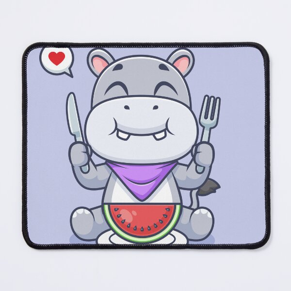 Item preview, Cute Hippo Eating Watermelon – Cartoon Vector Icon Illustration (Animal & Food Theme) designed and sold by hjian8219.