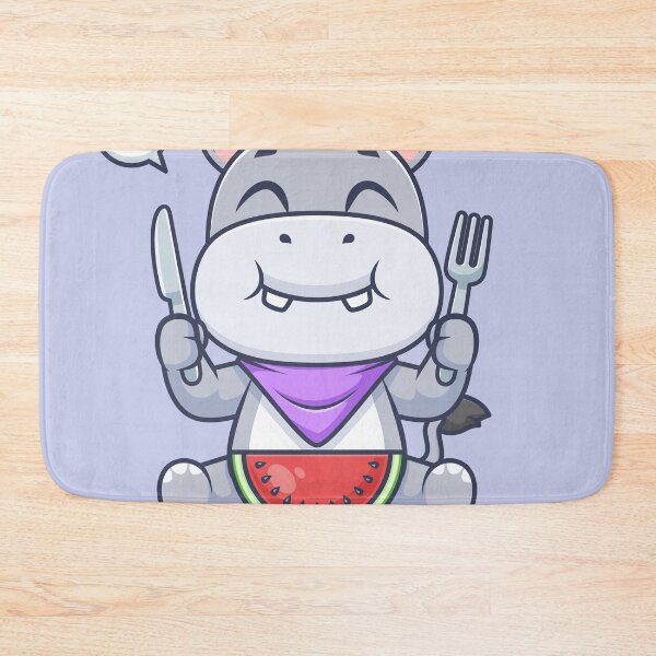 Item preview, Cute Hippo Eating Watermelon – Cartoon Vector Icon Illustration (Animal & Food Theme) designed and sold by hjian8219.