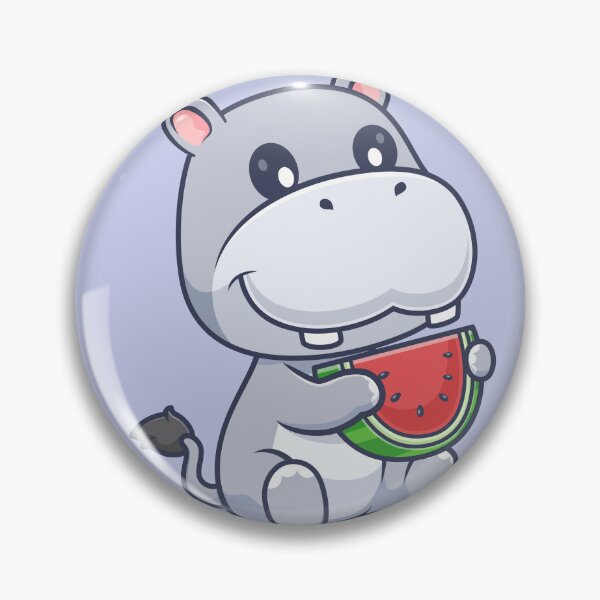 Item preview, Cute Hippo Eating Watermelon – Cartoon Vector Icon Illustration (Animal & Food Theme) designed and sold by hjian8219.