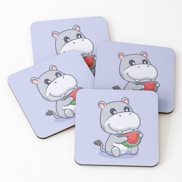 Item preview, Cute Hippo Eating Watermelon – Cartoon Vector Icon Illustration (Animal & Food Theme) designed and sold by hjian8219.