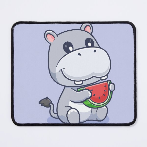 Item preview, Cute Hippo Eating Watermelon – Cartoon Vector Icon Illustration (Animal & Food Theme) designed and sold by hjian8219.
