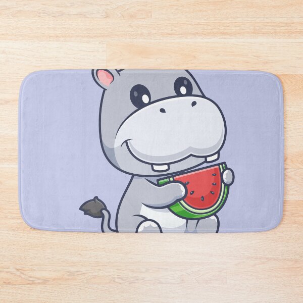 Item preview, Cute Hippo Eating Watermelon – Cartoon Vector Icon Illustration (Animal & Food Theme) designed and sold by hjian8219.
