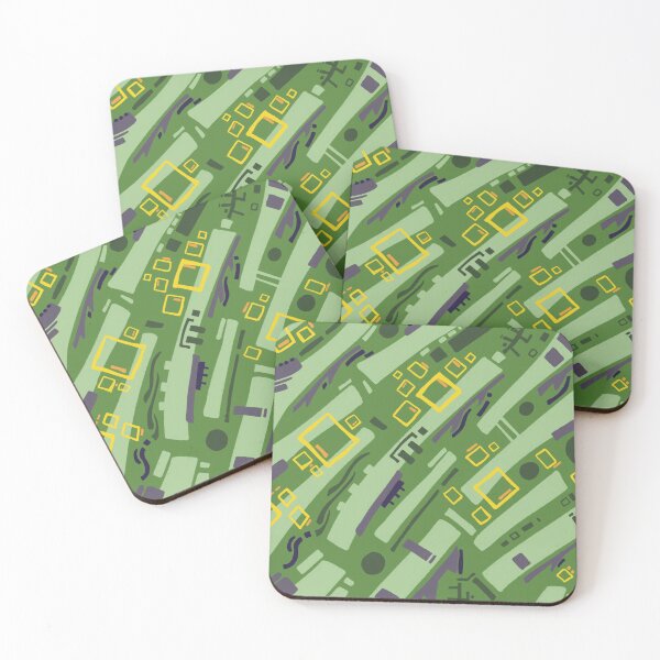 Item preview, Abstract Green and Yellow Graphic Geometric Drawing designed and sold by jodeckdoodles.
