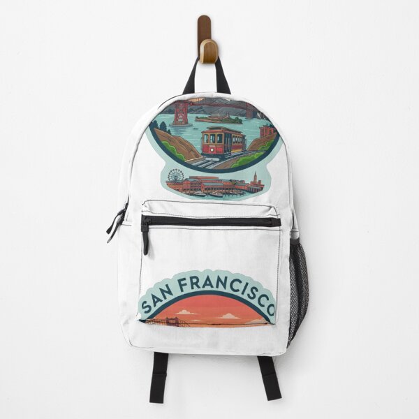 Item preview, San Francisco Landmarks Retro Sunset Badge designed and sold by Pixel & Beyond.