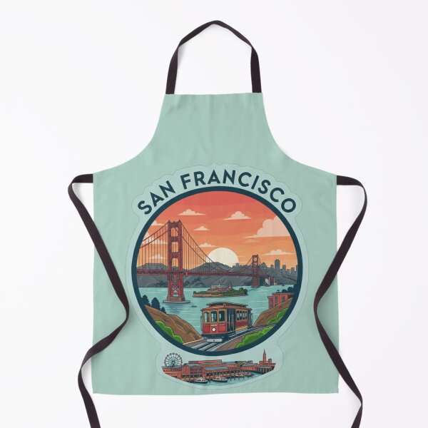 Item preview, San Francisco Landmarks Retro Sunset Badge designed and sold by Pixel & Beyond.