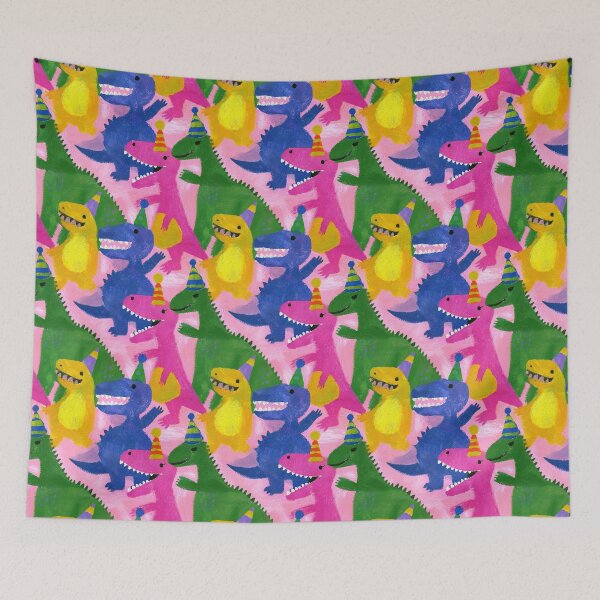Item preview, Party Hat Dinosaurs Birthday Bash Pattern designed and sold by bubblegoth.