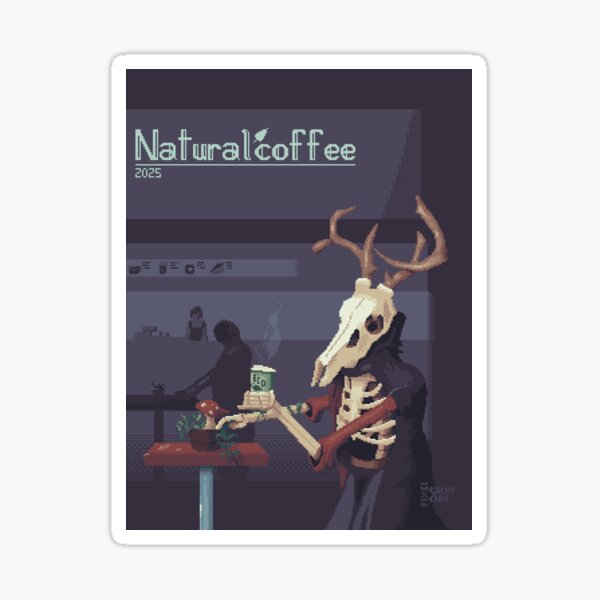 Pixelart Leshy in cafe Sticker
