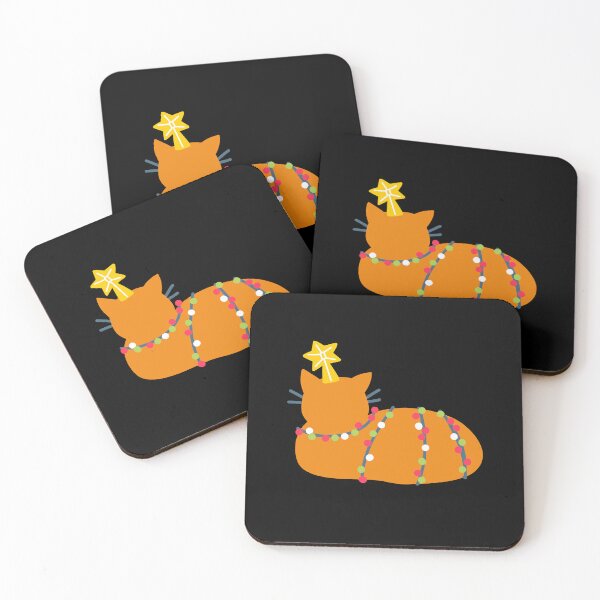 Item preview, Cat In Xmas Tree Lights – facing the other way designed and sold by jazzydevil.