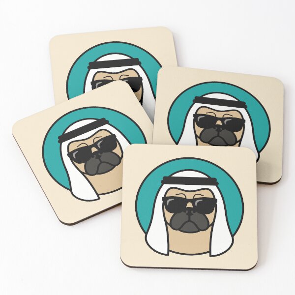 Item preview, Habibi Pug - Cool Arab Dog with Sunglasses Sticker designed and sold by minki-graphics.