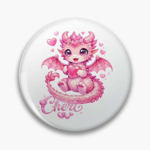 Item preview, Cheri the Heart Dragon – Cute Pink Fantasy Dragon Illustration designed and sold by inspired-works.