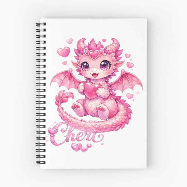 Item preview, Cheri the Heart Dragon – Cute Pink Fantasy Dragon Illustration designed and sold by inspired-works.