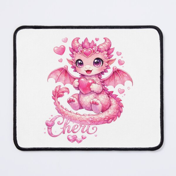 Item preview, Cheri the Heart Dragon – Cute Pink Fantasy Dragon Illustration designed and sold by inspired-works.