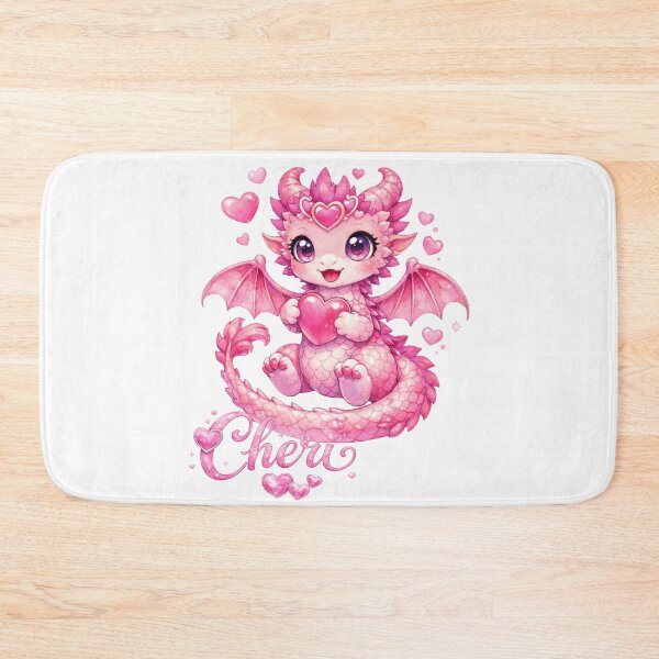 Item preview, Cheri the Heart Dragon – Cute Pink Fantasy Dragon Illustration designed and sold by inspired-works.