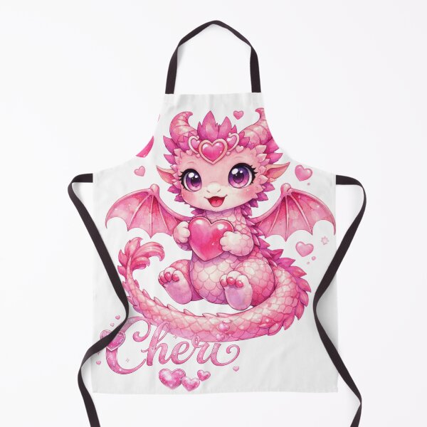 Item preview, Cheri the Heart Dragon – Cute Pink Fantasy Dragon Illustration designed and sold by inspired-works.