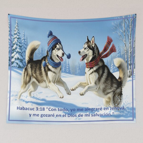 Item preview, Siberians happily playing with a message of Christian faith designed and sold by the artedivino.