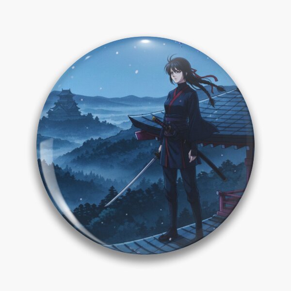 Item preview, Moonlit Samurai on the Temple Rooftop – Japanese Anime Night Art designed and sold by BlueBerry45.