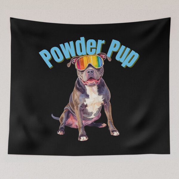Item preview, Powder Pup Pitbull – Cute Ski Dog Art for Dog Lovers & Avid Skiers designed and sold by Fredster1966.