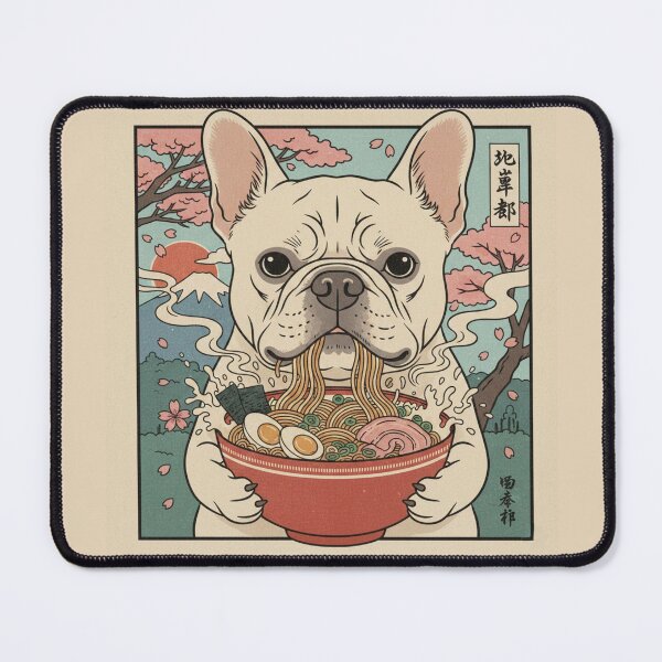 Item preview, Cream Frenchie Ramen Shop - Traditional Japanese Ukiyo-e Dog Art designed and sold by Frenchies N' Friends.
