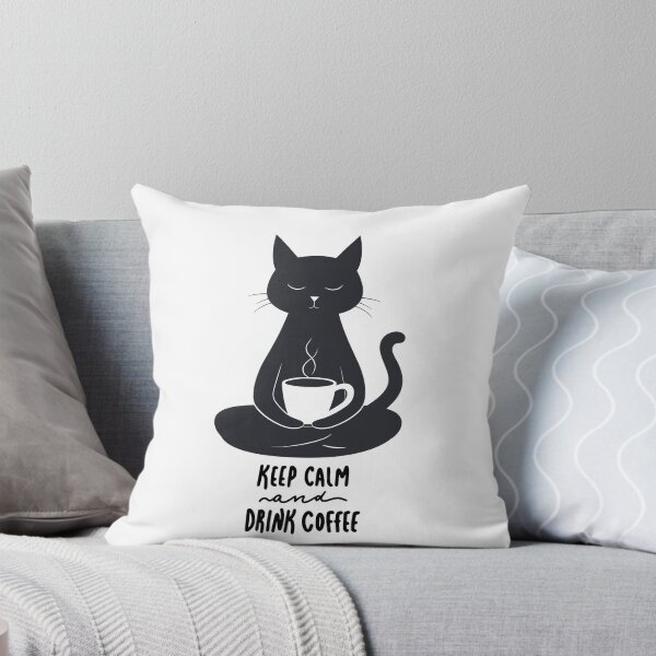 Item preview, Minimal Coffee Cat Illustration – Keep Calm and Drink Coffee Art designed and sold by JensCreativDesigns.