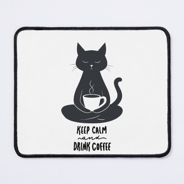 Item preview, Minimal Coffee Cat Illustration – Keep Calm and Drink Coffee Art designed and sold by JensCreativDesigns.